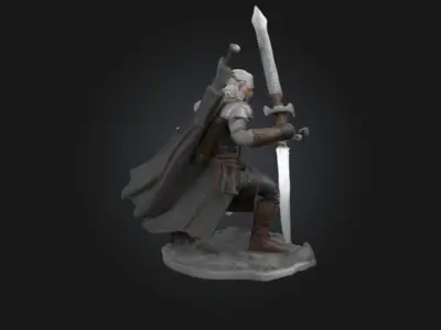 Geralt of Rivia 3D Printable Statue  Highly Detailed Witcher  3D print model