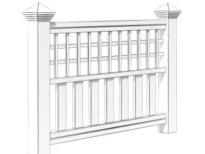 Dark Wooden Fence 3D Model 3D model