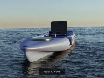 Kayak 3D model two kayaks floating in ocean 3D Model Pack