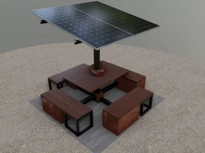 Solar Pergola Type-1 Black and White 3D model