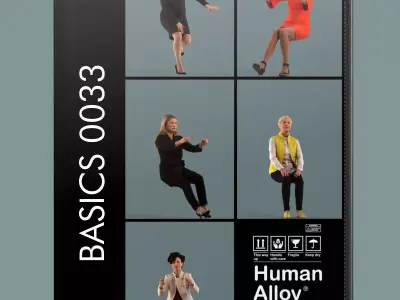 Low-poly set of 3D women driving a car 3D model