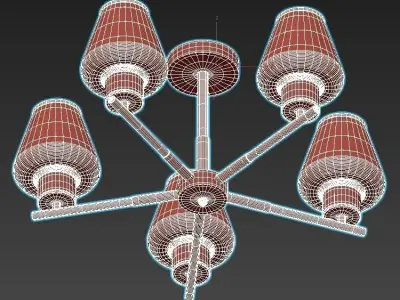 goreyn five light chandelier with gold and glass shades 3D model