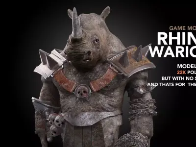 rhino warrior game character  version 2 Low-poly 3D model