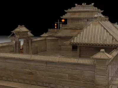 Chinese wooden house  3D model