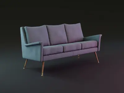 Mid-Century Sofa Low-poly 3D model