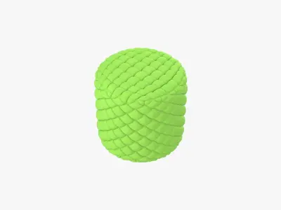 Round tufted ottoman green fabric 3D model