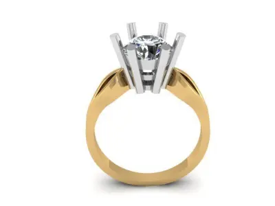 Moissanite Diamond Solitaire  ring 3D print model