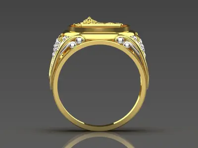 Man ring with lion and sun design two colors model mr0155 3D print model