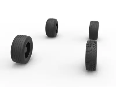 Wheel set of BriSCA F1 Stock Car for Asphalt Scale 1 to 25 3D print model