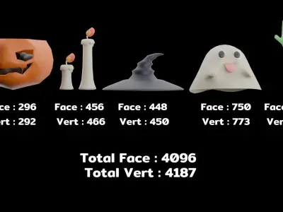 Halloween Low polygon Model 5 model Low-poly 3D model