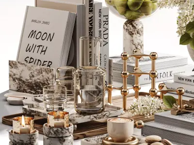  White Lilac and Pear Tabletop 3D model