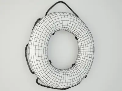 Vintage Hand Painted Nautical Life Boat Preserver 3D model