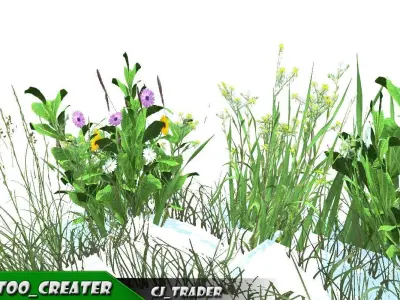 Realistic Grass Animated LOD Low-Poly 3D Model Low-poly 3D model