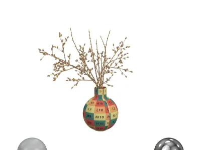 Decorative Twigs in a Vase 3D model