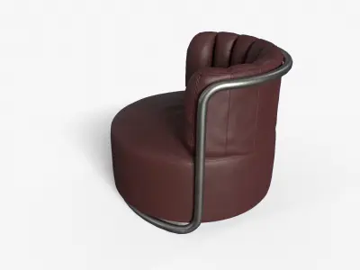 MONTI Arm Chair brown leather Low-poly 3D model