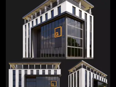 02 Modern Office Building With Terrace 3D model