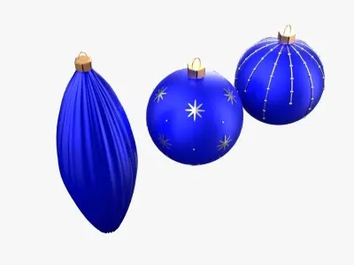Christmas Tree Ornament Set1 - Blue White Low-poly 3D model