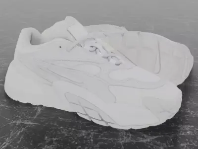 Puma 3D Shoes - White - Cream Low-poly 3D model