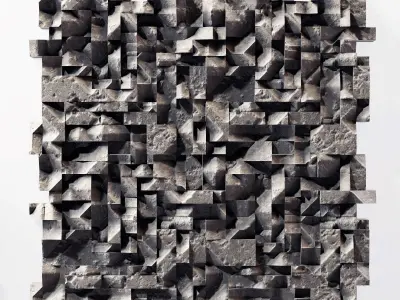 Panel Big Rock block stone n1 3D model