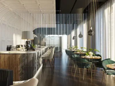 Luxury Lounge Bar Restaurant 3D Model Scene - Editable 3D model