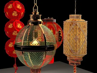 Chinese red lantern 3D model