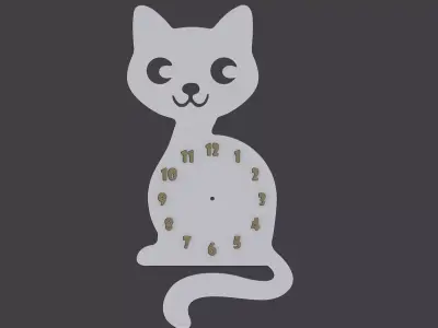 Cute cat wall clock 3D model