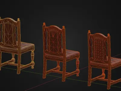 Wooden Chair 05 Low-poly 3D model