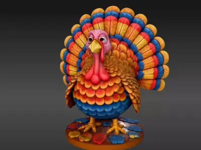 Turkey Festive  Figurine 3D Model Thanksgiving Decor Print Ready Low-poly 3D model