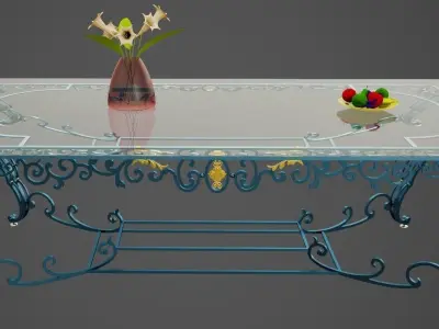 Wrought iron rectangular table 3D model