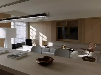 Mid Century interior scene 3D model