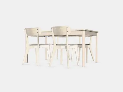 RONNINGE - LISABO Table and 4 chairs Low-poly 3D model