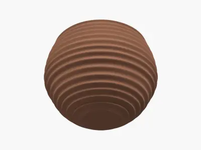 Terracotta Striped Clay Pot Low-poly 3D model