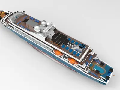 Superyacht luxury cruise ship 3D model