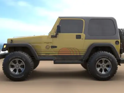 Jeep Wrangler TJ Custom Design Jeep Islander theme Low-poly 3D model