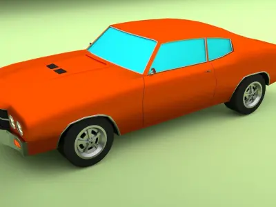 Simple Muscle Car Low-poly 3D model