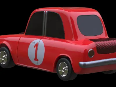Low Poly Cartoon Car Low-poly 3D model purchase