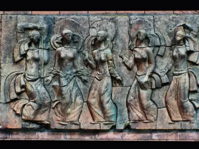 Bas-relief Wall Decor Bas Relief Art Young Woman Dancers 3D model