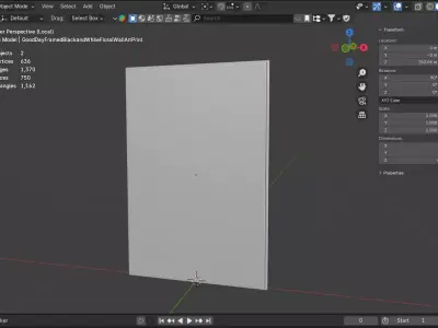 Good Day Framed Black and White Floral Wall Art Print 3D model