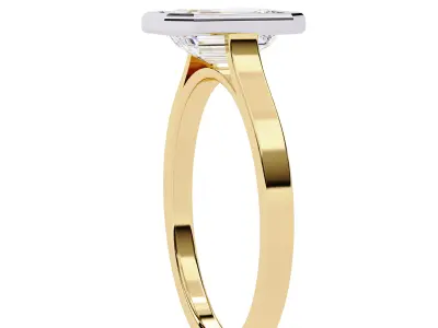 Classic Emerald Diamond solitaire ring 3D print model