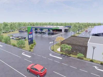 Gas Station and Vehicle Charging Station 3D model