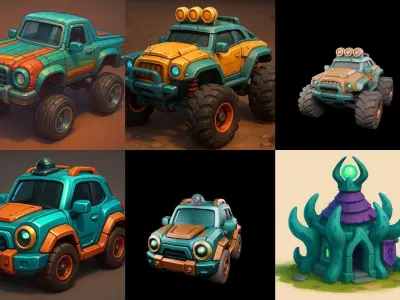 Stylized Car Advanced model bundle 15 pack 100 glb 3D model