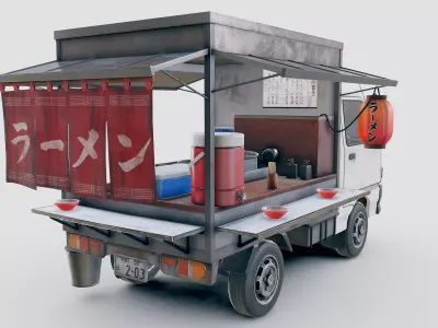 Japanese Ramen Van Low-poly 3D model