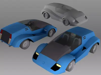 Roadie futuristic car Low-poly 3D model
