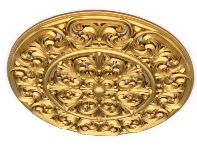 Classic circular carved decor onlay stl 03 3D print model