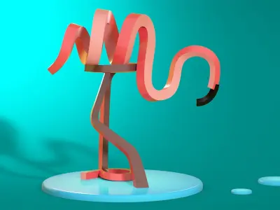 Flamingo on the water 3D model