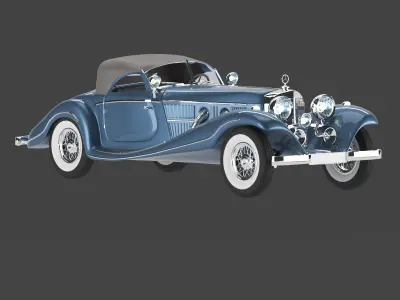 Mersedes 1938 540k blueprint V 01 with closed top 3D model