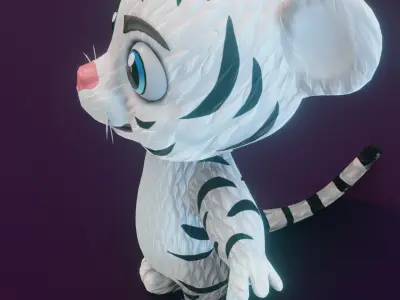 Cartoon White Tiger 3D Model Low-poly 3D model