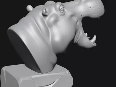 Hippopotamus head sculpture 3D print model