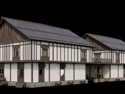 Medieval Village Pack 09 - 3 Assets - 4K Textures Game Ready Low-poly 3D model