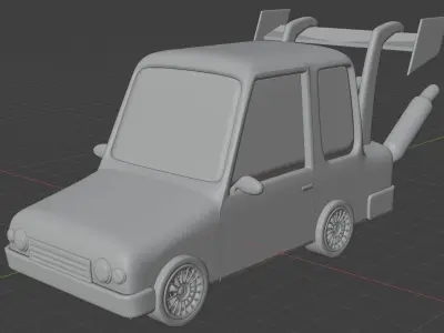 A Yellow Cartoon Racing Car 3D model